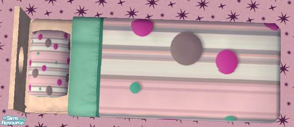 Sims 2 — Kids Pink Dot Bedroom- Bedding by mom_of2boyz — This is a recolor of NoFrills Little Thinker Bedroom. The