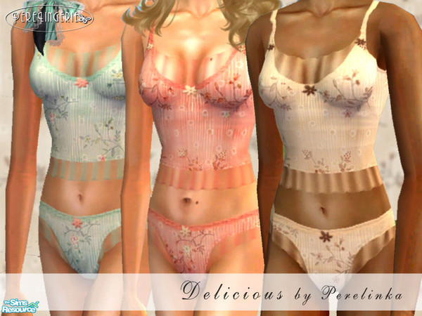 Sims 2 — DELICIOUS by perelinka — Set of 3 undies: floral fabric in delicious colors.