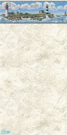 Sims 2 — Lighthouse - Aged Plaster by Yizzi — Aged plaster wall with lighthouse and seaside border