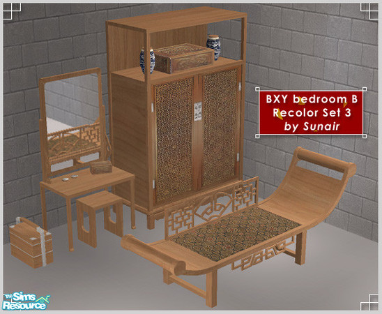 Sims 2 — BXY Bedroom B - Recolor set 3 by Sunair — BXY Bedroom B - Recolor set 3 (maple)