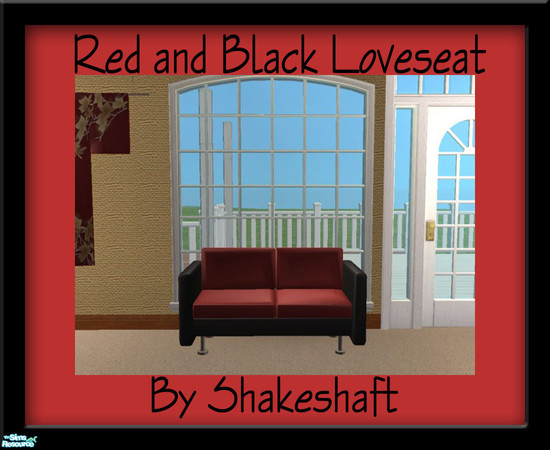 Sims 2 — Red and Black Loveseat by Shakeshaft — This Loveseat matches the Red and Black Chair in my Modern Living Bedroom
