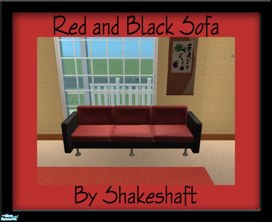 Sims 2 — Red and Black Sofa by Shakeshaft — This Sofa matches the Red and Black Chair in my Modern Living Bedroom Set. **