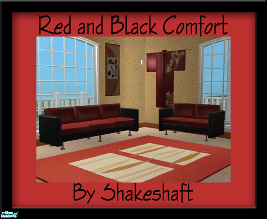Sims 2 — Red and Black Comfort by Shakeshaft — This Sofa and Loveseat set is to match the Red and Black Chair in my