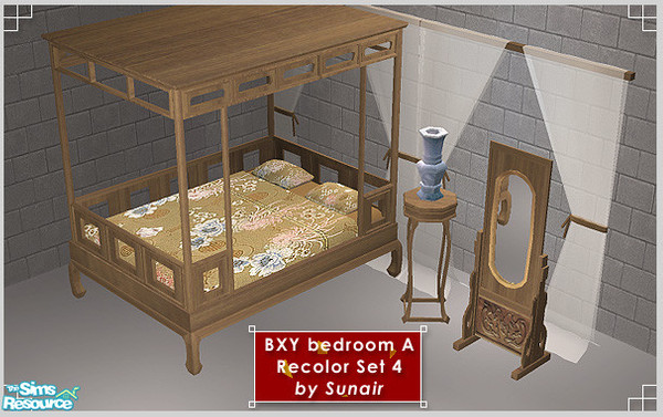 Sims 2 — BXY Bedroom A - Recolor set 4 by Sunair — BXY Bedroom A - Recolor set 4 (oak)