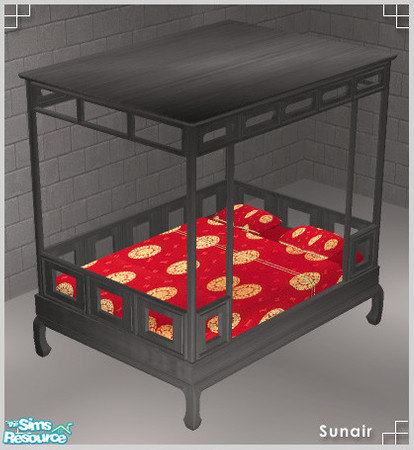 Sims 2 — Sunair T114 BXY Double Bed (black) by Sunair — Sunair T114 BXY Double Bed (black) of BXY Bedroom A - Recolor set