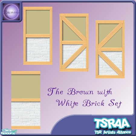 Sims 2 — D2DWBLW Brown by D2Diamond — White brick base, with light wood trim. Colors matches Duraluminum sets. **TSRAA**