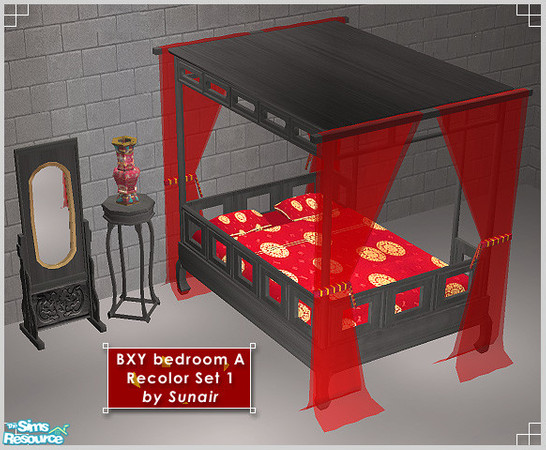 Sims 2 — BXY Bedroom A - Recolor set 1 by Sunair — BXY Bedroom A - Recolor set 1 (black)
