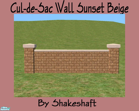 Sims 2 — Cul-de-Sac  Wall Sunset Beige by Shakeshaft — Part of a set of 6 recolours of the Maxis Cul-de-Sac Wall, these
