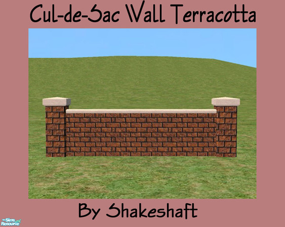 Sims 2 — Cul-de-Sac  Wall Terracotta by Shakeshaft — Part of a set of 6 recolours of the Maxis Cul-de-Sac Wall, these