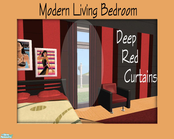Sims 2 — Deep Red Curtains by Shakeshaft — Deep Red Curtains, part of the Modern Living Bedroom Set.