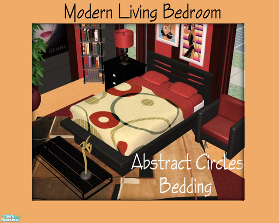 Sims 2 — Abstract Circles Bedding by Shakeshaft — Abstract Circles Bedding, part of the Modern Living Bedroom Set.