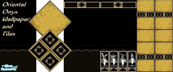 Sims 2 — Oriental Onyx Wallpaper and Tiles by Lorah — Oriental Onyx Wallpaper and Tiles for the Sims with a darker side.
