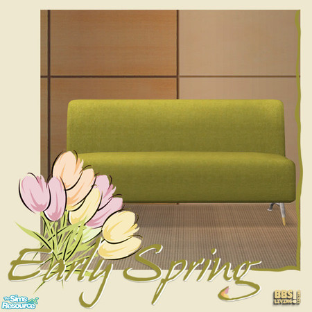 Sims 2 — Early Spring Livingroom - Loveseat by BetterbeSim — Fresh green, the first flowers, some sunshine.... aren't we