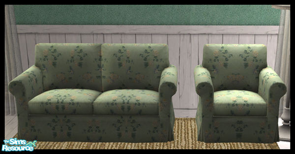 Sims 2 — Country Charm Seating - Set2 - Loveseat & Armchair by Donnha — Country themed recolour of the Ikea Ektorp