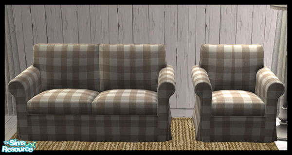 Sims 2 — Country Charm Seating - Set3 - Loveseat & Armchair by Donnha — Country themed recolour of the Ikea Ektorp