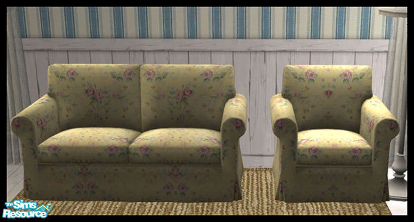 Sims 2 — Country Charm Seating - Set1 - Loveseat & Armchair by Donnha — Country themed recolour of the Ikea Ektorp