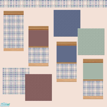 Sims 2 — The Plaid Collection by fizz bomb — A collection of four walls and four floors for your palatial castles TSRAA