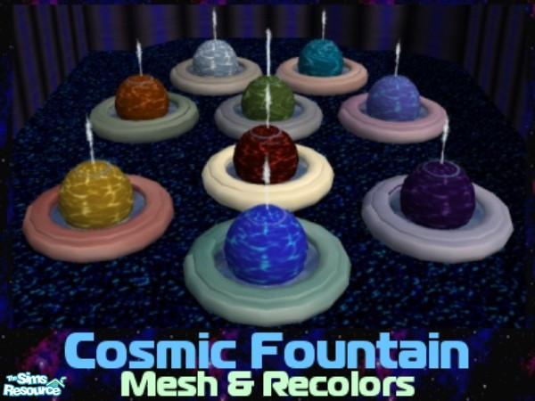 Sims 2 — Cosmic Fountains Mesh and Recolors by NewSimSimGirl — Have the cosmos in your very own home! From the planets