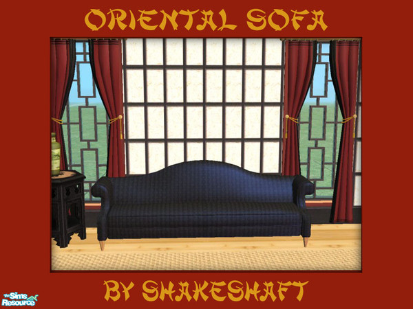 Sims 2 — Oriental Sofa by Shakeshaft — Part of the Oriental Bedroom Set. ** TSRAA **