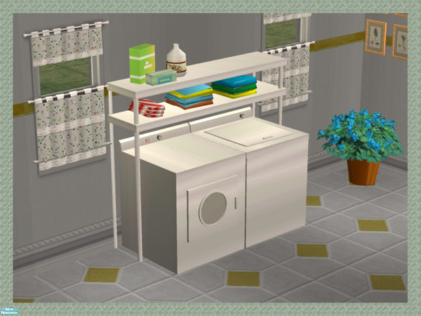Sims 2 — Washer and Dryer  Shelf - White MESH by Dgandy — Shelf unit will go down with the walls so it won't obstruct