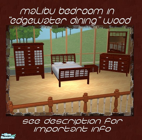Sims 2 — Malibu Bedroom Recolors - Edgewater by Waverly — Four recolors of my Malibu Bedroom. The woods match those of