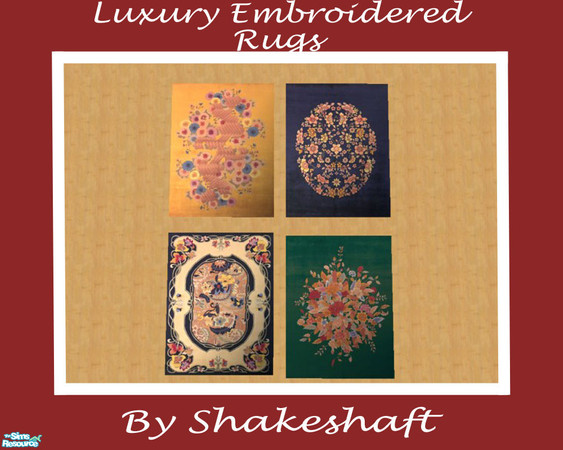 Sims 2 — Luxury Embroidered Rugs by Shakeshaft — A Set of 4 lavisly Emboidered Rugs. ** TSRAA **