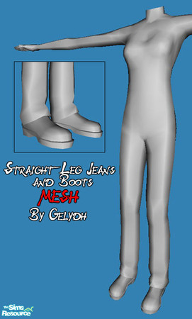 Sims 2 — MESH - Straight-Leg Jeans and Boot for Adult Females (REA10) by gelydh — New full-body mesh for adult females