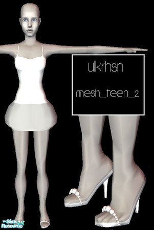 Sims 2 — MESH_ulkrhsn_teen2 by ulker — New alpha editable mesh with bump map. No transparency!
