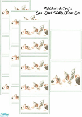 Sims 2 — SeaShell Set by WelshWitch — 3 Wallpapers, 2 floor tiles in set. Lovely seashell scene, bring the beach into