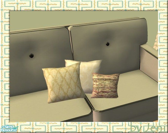 Sims 2 — Cushions - Straw Cream by jeni — Three different patterns to co-ordinate with your rooms and sofas.