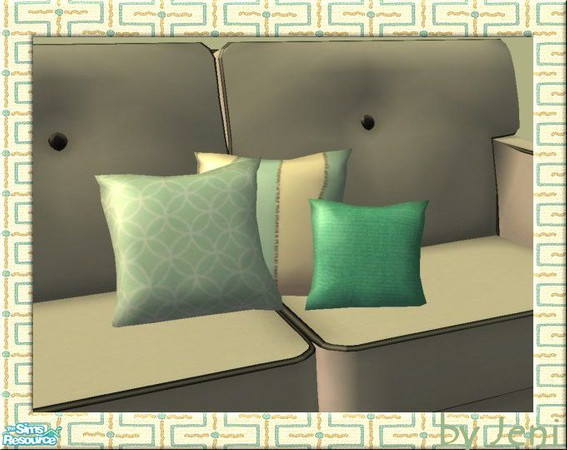 Sims 2 — Cushions - RetroCircleTeal by jeni — Three different patterns to co-ordinate with your rooms and sofas. Also