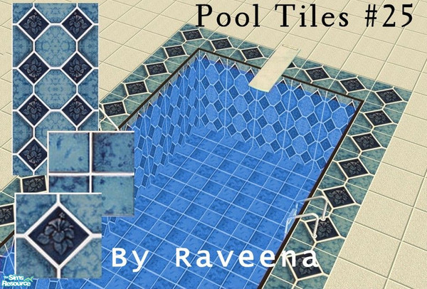 Sims 2 — Pool Tile Set #25 by Raveena — A beautiful set of wall and floor tiles for your swimming pool. Seasons expansion