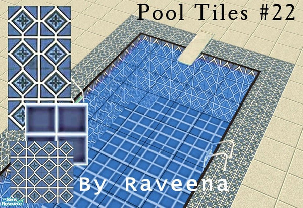 Sims 2 — Pool Tile Set #22 by Raveena — A beautiful set of wall and floor tiles for your swimming pool. Seasons expansion