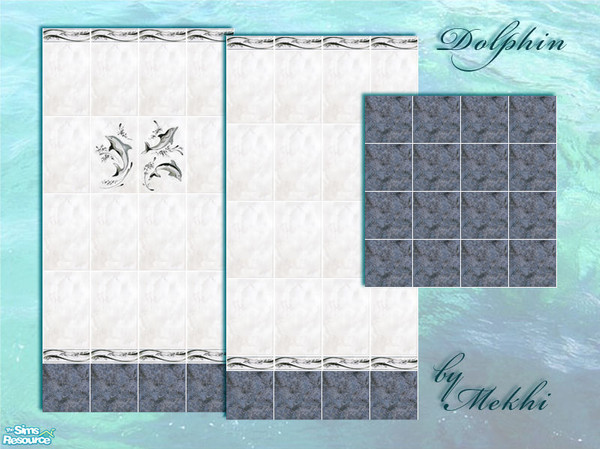 Sims 2 — Dolphin by Mekhi — Two tiled walls and one matching floor for your Sims' bathrooms or kitchens :D Enjoy!
