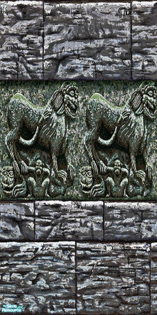 Sims 2 — Ancient Mural by Eboluh — Gorgeous ancient brick wall with asian style statue trim. Hope you enjoy!