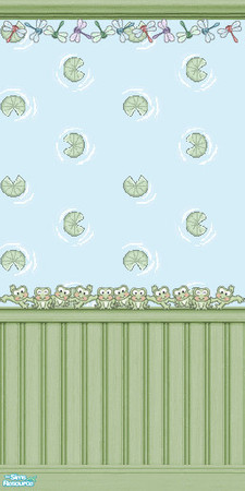 Sims 2 — TL - Froggy Wallpaper Half + Edge by TabbyLou — Half Panel Wallpaper with edge borders in Grow up with Froggies