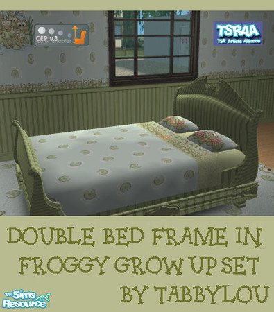 Sims 2 — TL - Froggy Grow-Up Double Bed Frame by TabbyLou — Double Bed Frame in Grow up with Froggies in this set. Enjoy!