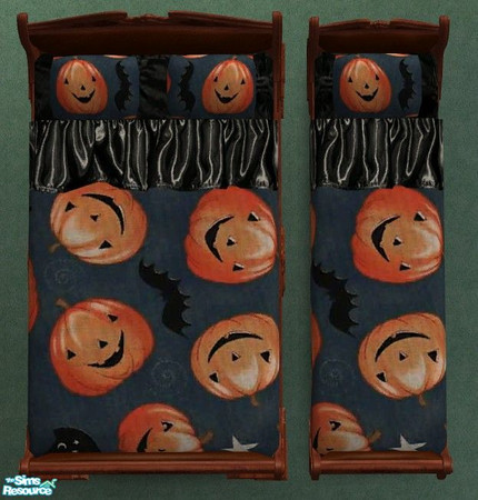 Sims 2 — Halloween 2008 Bedding - Great Pumpkin by Riverwillows — Ghoulishly fun bedding, perfect for the Halloween