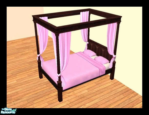 Sims 2 — MDP Pastel Purple  Medieval Bed in Oak by MelandStv — There are 6 colourful bed curtains for the Oak Medieval