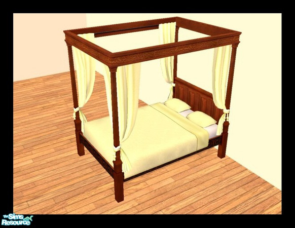 Sims 2 — MDP Pastel Yellow Medieval Bed in Cherry by MelandStv — There are 6 colourful bed curtains for the Cherry