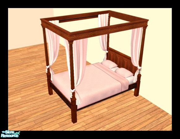 Sims 2 — MDP Pastel Pink Medieval Bed in Cherry by MelandStv — There are 6 colourful bed curtains for the Cherry Medieval