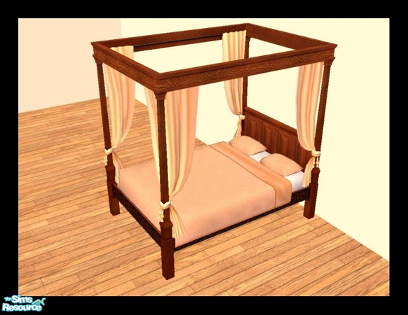 Sims 2 — MDP Pastel Orange Medieval Bed in Cherry by MelandStv — There are 6 colourful bed curtains for the Cherry