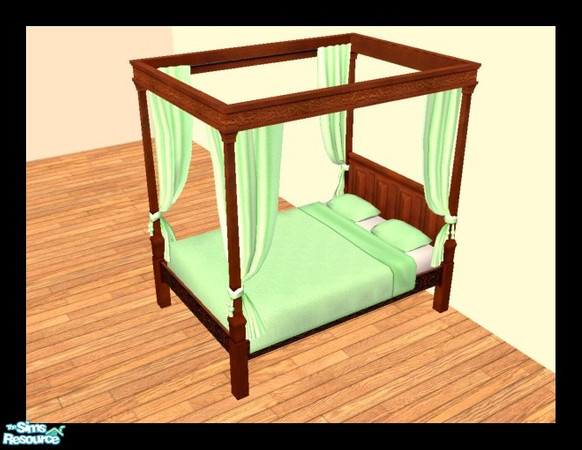 Sims 2 — MDP Pastel Green Medieval Bed in Cherry by MelandStv — There are 6 colourful bed curtains for the Cherry