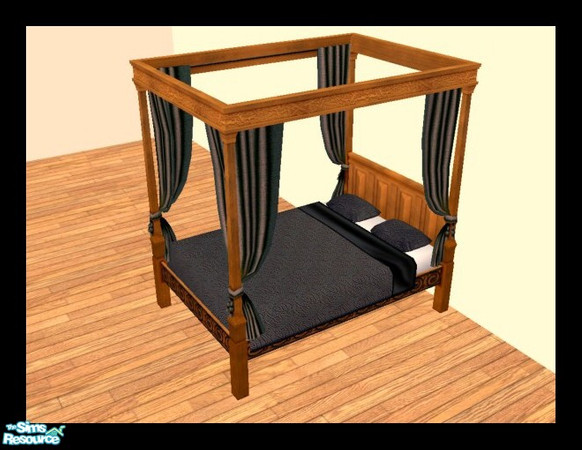 Sims 2 — MDP Charcole Medieval Bed in Walnut by MelandStv — There are 10 colourful bed curtains for the Walnut Medieval