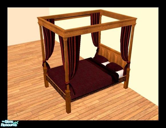 Sims 2 — MDP Brown Medieval Bed in Walnut by MelandStv — There are 10 colourful bed curtains for the Walnut Medieval Bed
