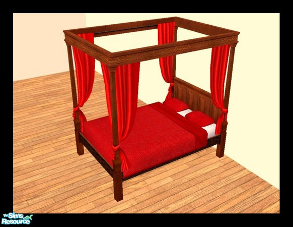 Sims 2 — MDP Red Medieval Bed in Cherry by MelandStv — There are 10 colourful bed curtains for the Cherry Medieval Bed