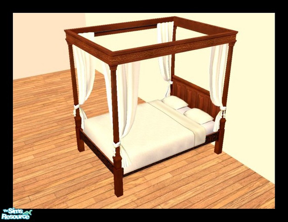 Sims 2 — MDP Off-White Medieval Bed in Cherry by MelandStv — There are 10 colourful bed curtains for the Cherry Medieval