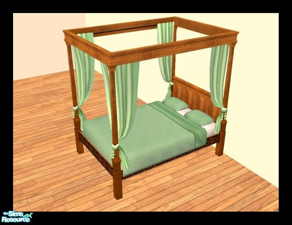 Sims 2 — MDP Sage Medieval Bed in Walnut by MelandStv — There are 10 colourful bed curtains for the Walnut Medieval Bed