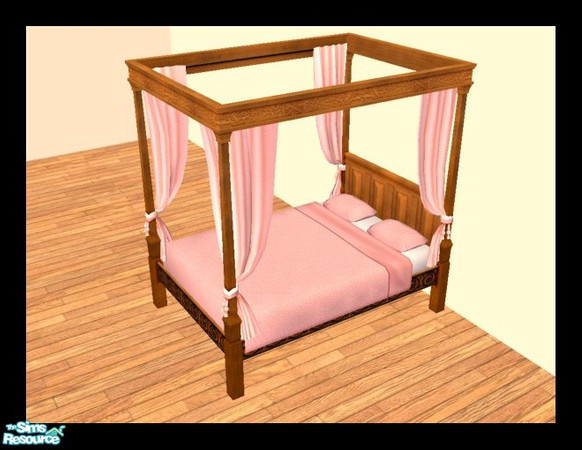 Sims 2 — MDP Rose Medieval Bed in Walnut by MelandStv — There are 10 colourful bed curtains for the Walnut Medieval Bed