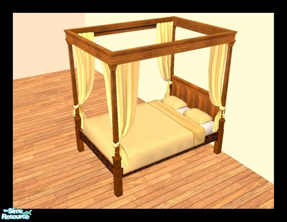 Sims 2 — MDP Golden Medieval Bed in Walnut by MelandStv — There are 10 colourful bed curtains for the Walnut Medieval Bed
